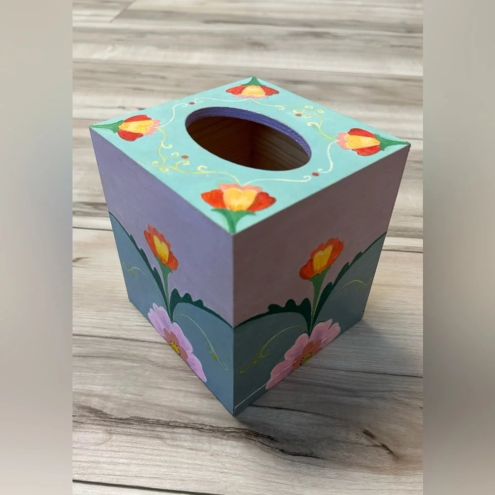 New Painted Wooden Tissue Box made by Me